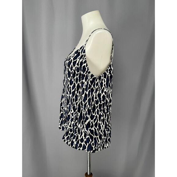 Equipment Femme Shirt Womens Large Blue Black Leopard Silk Cami Tank Top - Picture 2 of 12